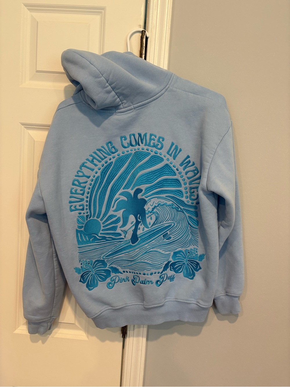 XS Pink Palm Puff hoodie - Picture 3 of 6